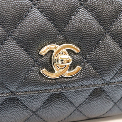 CHANEL シャネル AS2215 ブラック キャビアスキン シャンパンゴールド金具 ココハンドル19XXS チェーンショルダーバッグ ハンドバッグ