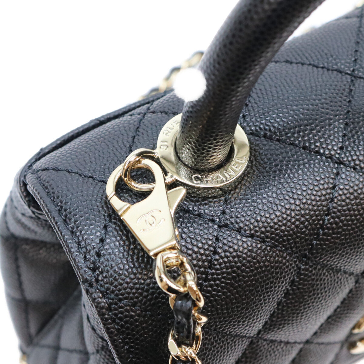 CHANEL シャネル AS2215 ブラック キャビアスキン シャンパンゴールド金具 ココハンドル19XXS チェーンショルダーバッグ ハンドバッグ