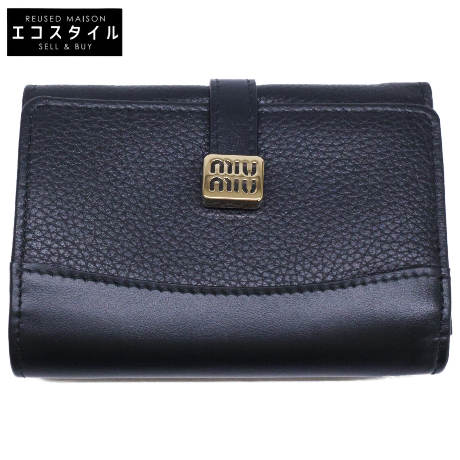 MIUMIU ミュウミュウ 【美品】5MH034 DAINO / SOFT CALF 三つ折り財布 三つ折り財布（小銭入れあり）