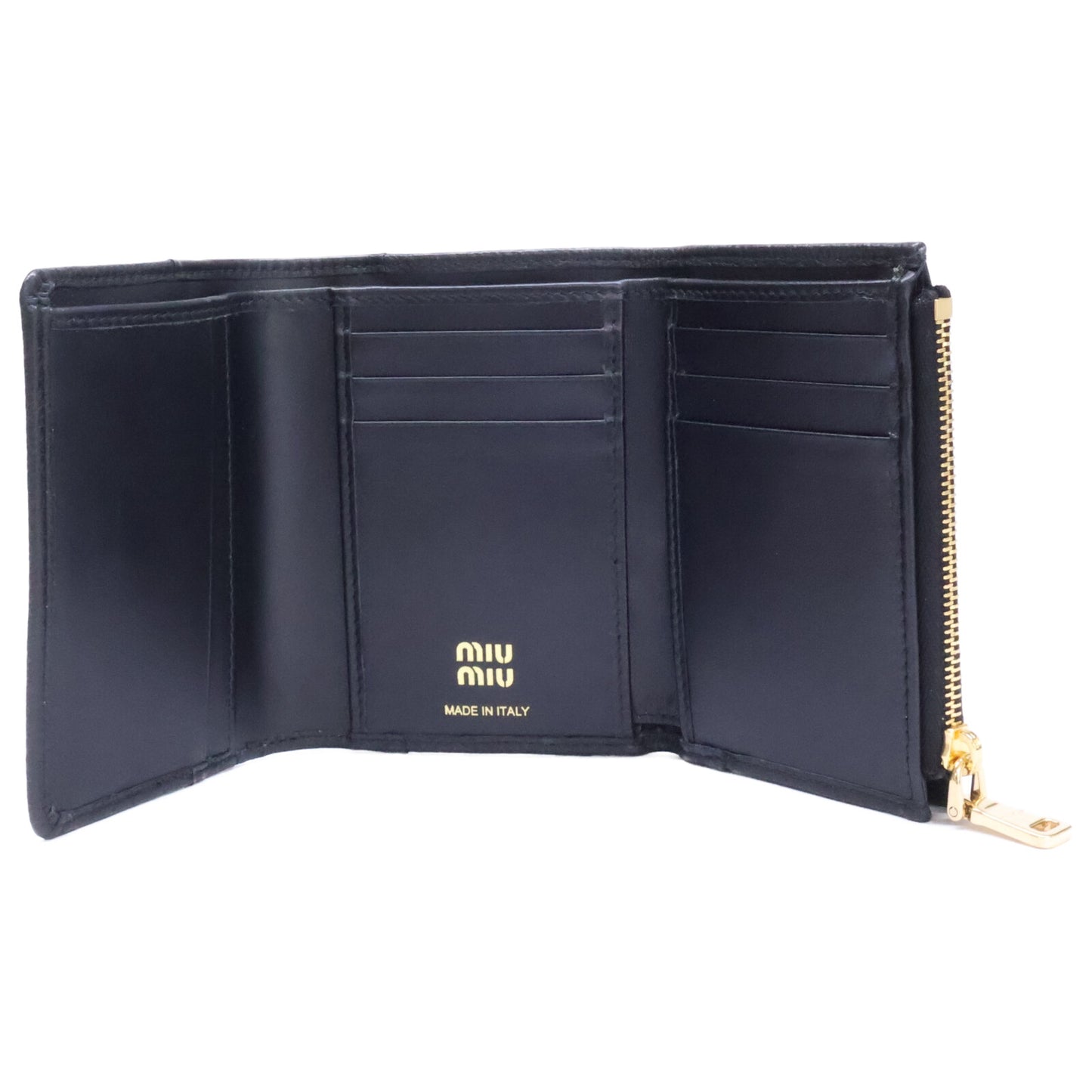 MIUMIU ミュウミュウ 【美品】5MH034 DAINO / SOFT CALF 三つ折り財布 三つ折り財布（小銭入れあり）