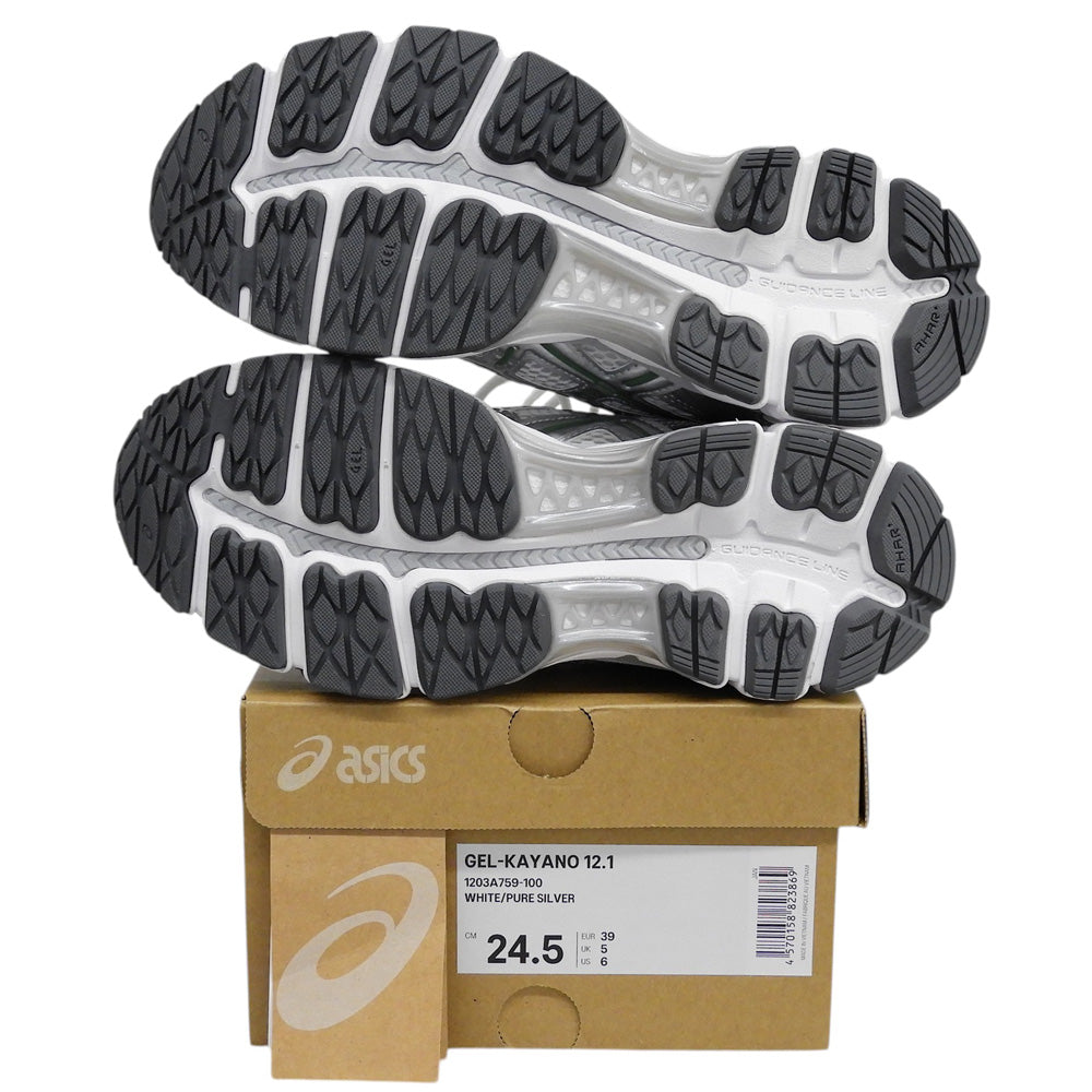 asics アシックス 新品同様 ゲルカヤノ12.1 ローカットスニーカー シューズ レディース ホワイト×ピュアシルバー 24.5cm 1203A759 シューズ