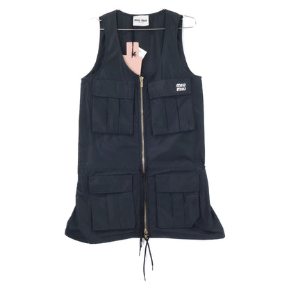 MIUMIU ミュウミュウ 【新品同様/国内正規/23年製】MF5279 Technical Fabric Mini Dress フロントジップ ミニドレス ワンピース