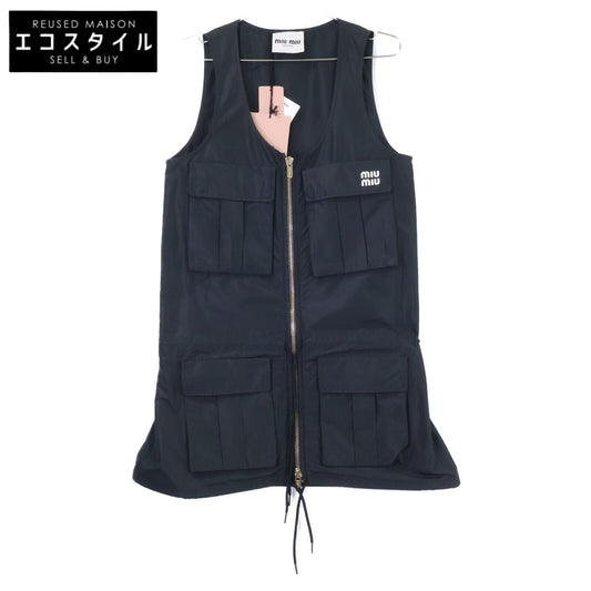 MIUMIU ミュウミュウ 【新品同様/国内正規/23年製】MF5279 Technical Fabric Mini Dress フロントジップ ミニドレス ワンピース