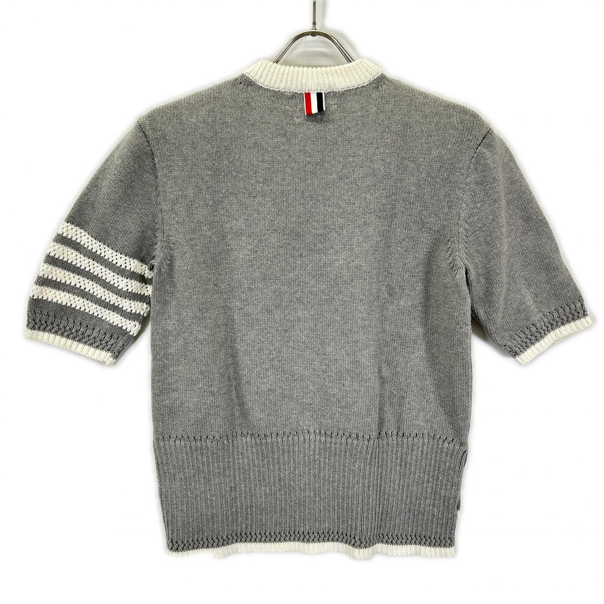 THOM BROWNE トムブラウン FKA372A-Y3017 Gray 4-Bar Short-Sleeve Pullover Knit/ Short-Sleeve Pullover Knit Top