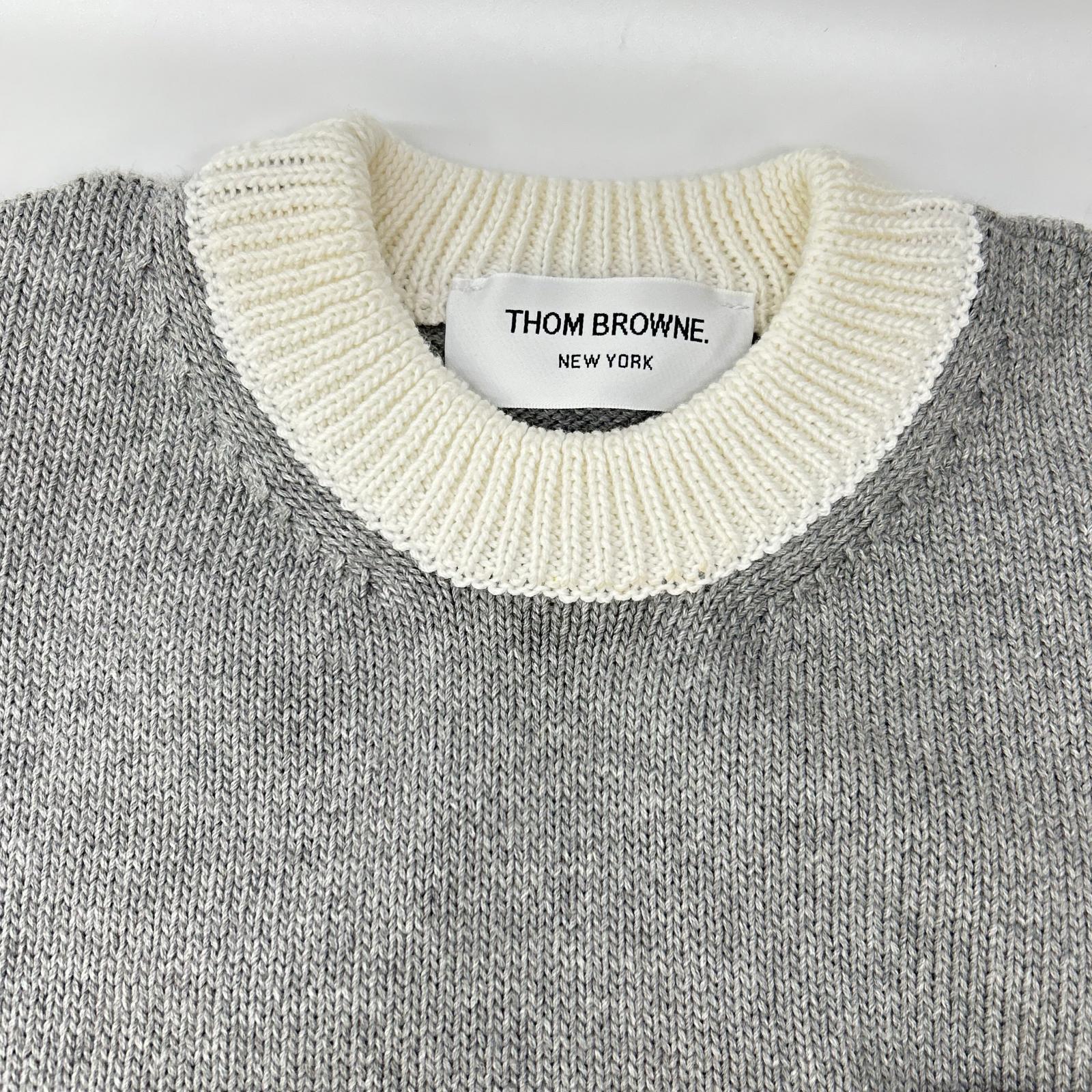 THOM BROWNE トムブラウン FKA372A-Y3017 グレー 4-Bar Short Sleeve Pullover/半袖プルオーバーニット トップス