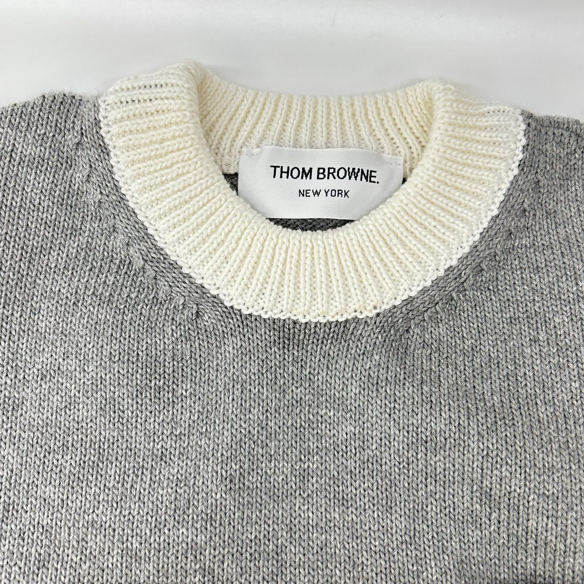 THOM BROWNE トムブラウン FKA372A-Y3017 Gray 4-Bar Short-Sleeve Pullover Knit/ Short-Sleeve Pullover Knit Top