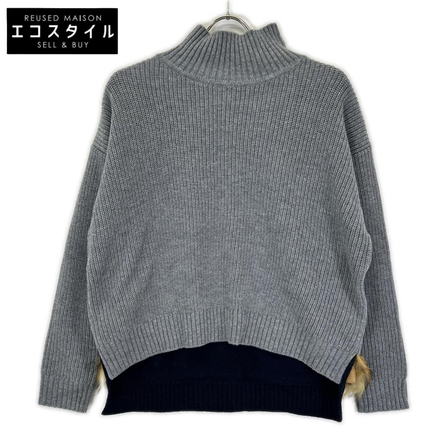 STUMBLY スタンブリー 5355270007 グレー Fur Trim Combi Pullover/ハイネックニット トップス