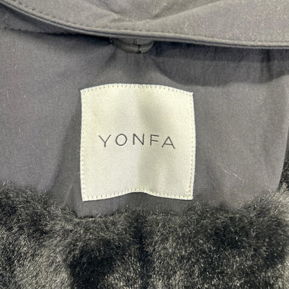 YONFA ヨンファ ブラック パデットファー フーディ比翼コート コート