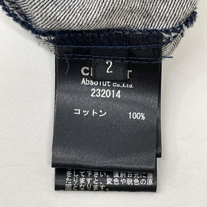 CEaRET シーレット インディゴ ノーカラー フリルデザイン ショートスリーブデニムブラウス トップス