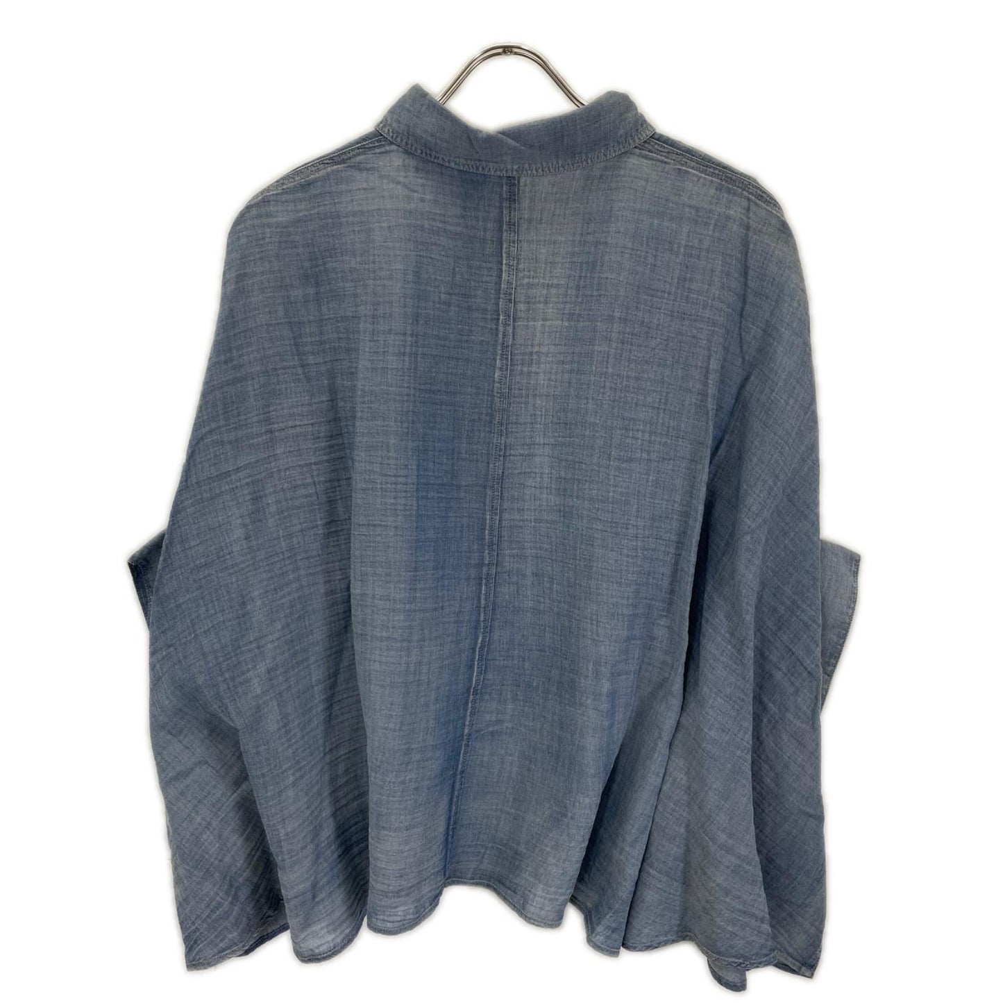 Boutique Ordinary ブティックオーディナリー サックスブルー ドロップシルエット ロゴプリント シアーコットンシャツ トップス