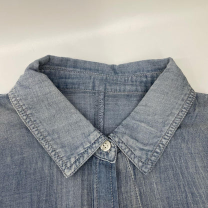 Boutique Ordinary ブティックオーディナリー サックスブルー ドロップシルエット ロゴプリント シアーコットンシャツ トップス