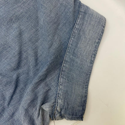 Boutique Ordinary ブティックオーディナリー サックスブルー ドロップシルエット ロゴプリント シアーコットンシャツ トップス