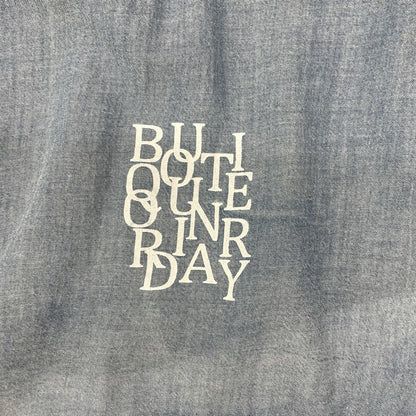 Boutique Ordinary ブティックオーディナリー サックスブルー ドロップシルエット ロゴプリント シアーコットンシャツ トップス