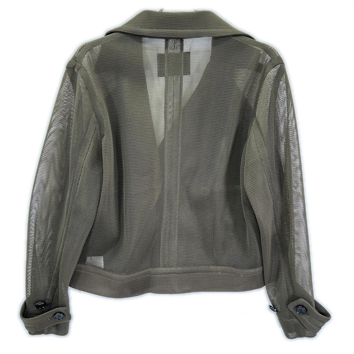 PASSIONE パシオーネ Khaki Mesh Tailored Double-Breasted Six-Button Cropped Biker Jacket Jacket