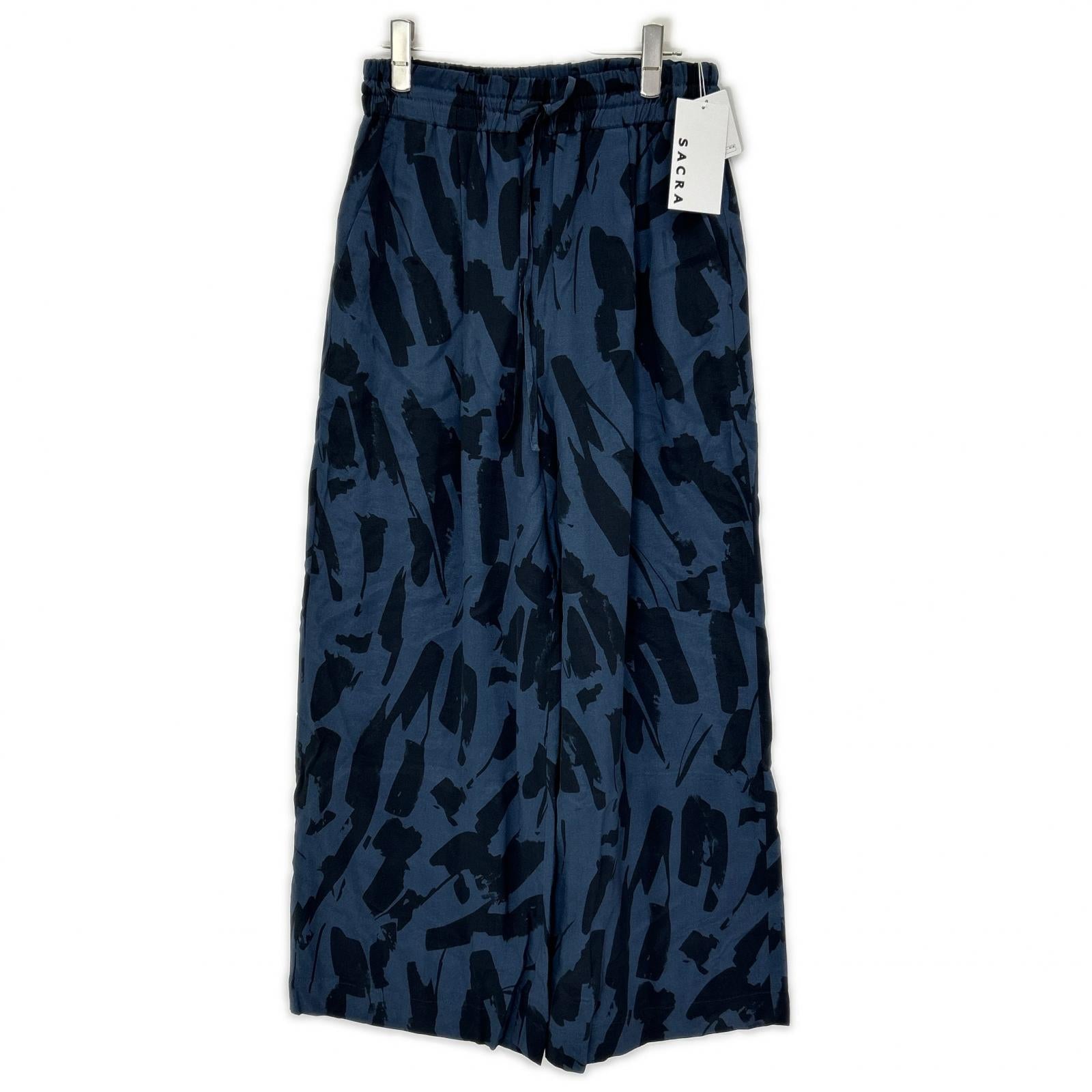 SACRA サクラ 24AW ネイビー ABSTRACT PAINTING PANTS/アブストラクトペインティングパンツ ボトムス