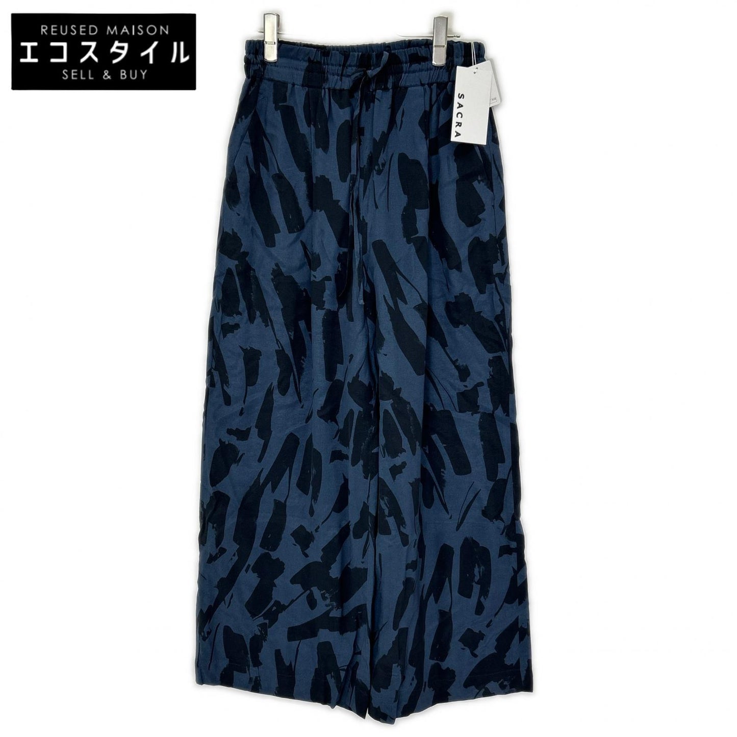 SACRA サクラ 24AW ネイビー ABSTRACT PAINTING PANTS/アブストラクトペインティングパンツ ボトムス