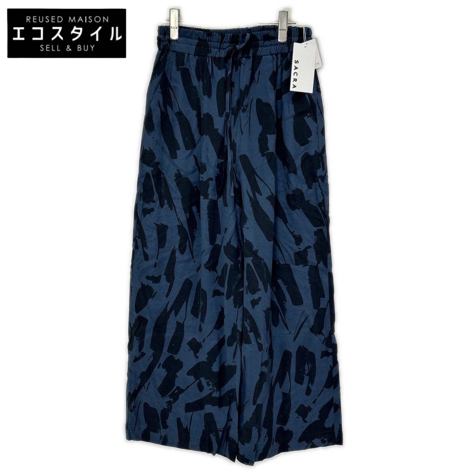 SACRA サクラ 24AW ネイビー ABSTRACT PAINTING PANTS/アブストラクトペインティングパンツ ボトムス