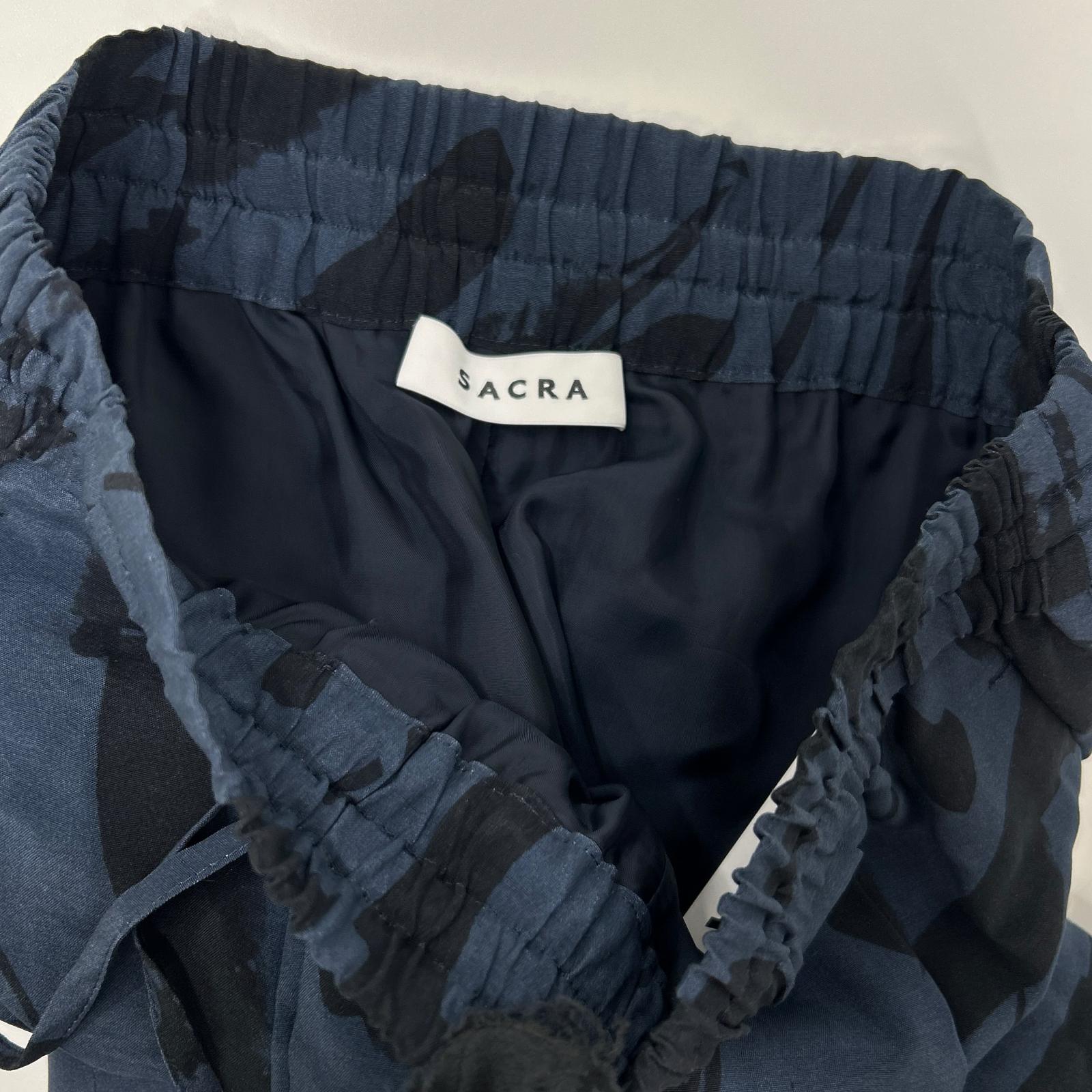 SACRA サクラ 24AW ネイビー ABSTRACT PAINTING PANTS/アブストラクトペインティングパンツ ボトムス