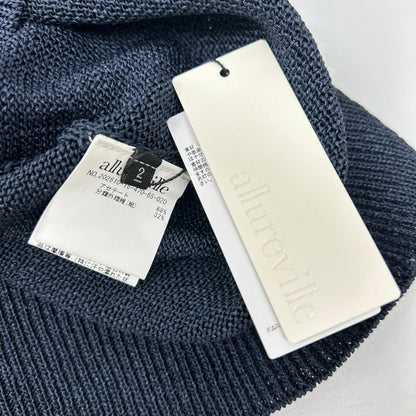 allureville アルアバイル 26年製 ネイビー ケープカラー ノースリーブニットプルオーバー トップス