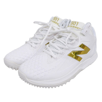 NEW BALANCE ニューバランス 新品同様 大谷翔平モデル Ohtani v1 Turf シューズ メンズ ホワイト×ゴールド 26cm TSHOWT1 シューズ