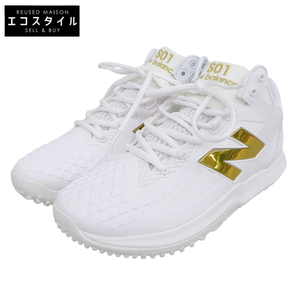NEW BALANCE ニューバランス 新品同様 大谷翔平モデル Ohtani v1 Turf シューズ メンズ ホワイト×ゴールド 26cm TSHOWT1 シューズ