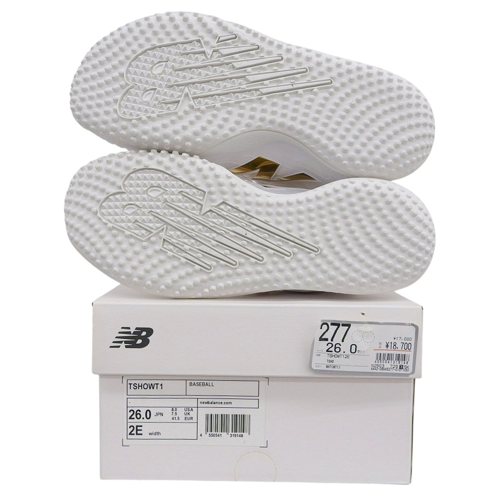 NEW BALANCE ニューバランス 新品同様 大谷翔平モデル Ohtani v1 Turf シューズ メンズ ホワイト×ゴールド 26cm TSHOWT1 シューズ