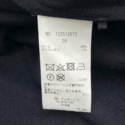 SACRA サクラ ネイビー バンドカラー ヨーク切替ウール混シャツ トップス