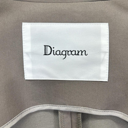 Diagram ダイアグラム 0323331047 カーキグレー ポリエステル ベルテッド カットアウトトレンチノースリーブワンピース ワンピース