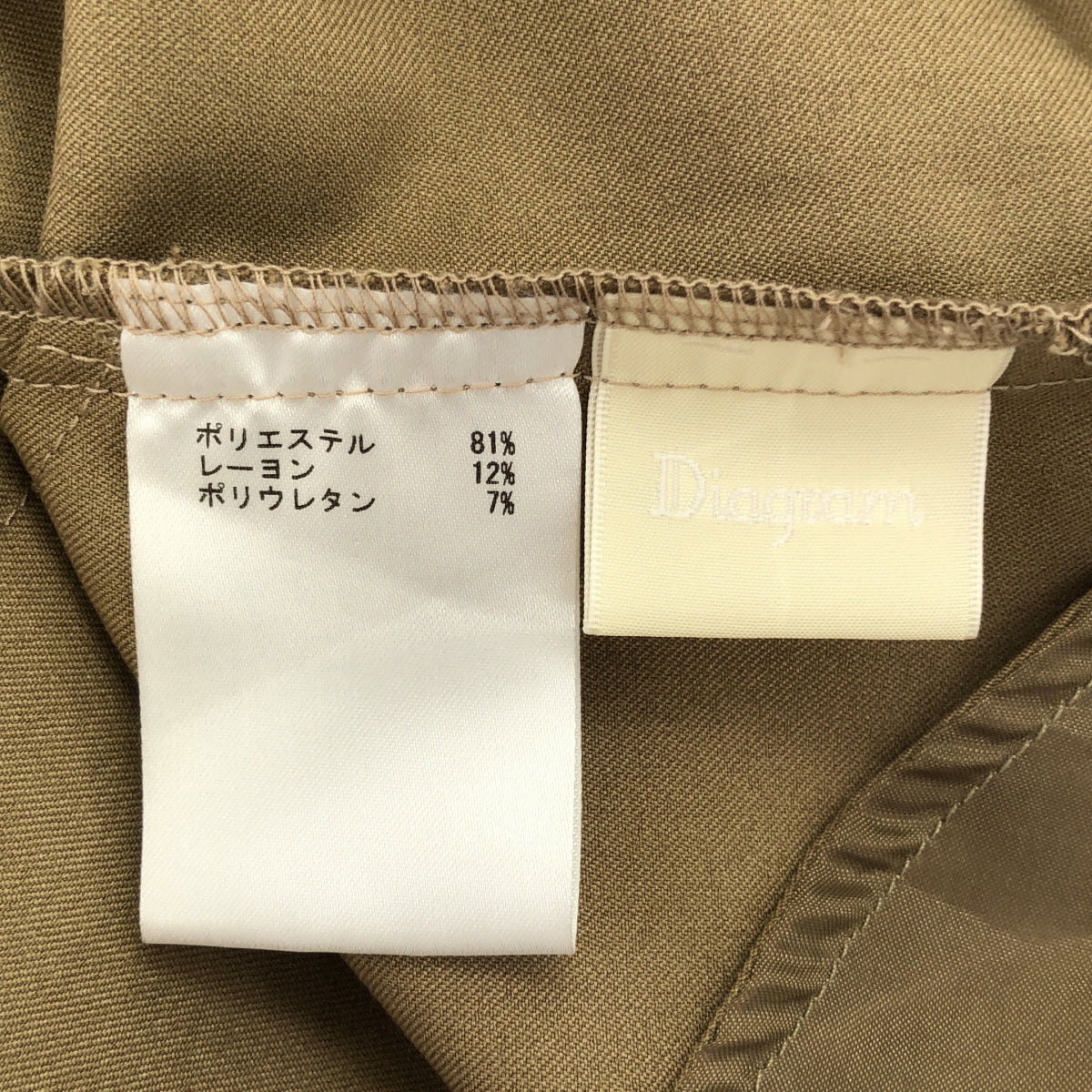 Diagram ダイアグラム 0322118176 ベージュ レーヨン混 ワイドシルエット バックギャザーサロペット ボトムス