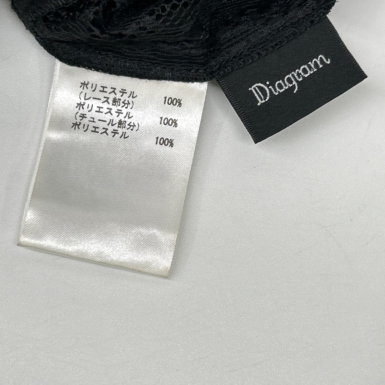 Diagram ダイアグラム 0323331109 ブラック ポリエステル ウエストベルト パールボタン レースパッチワークプリーツワンピース ワンピース