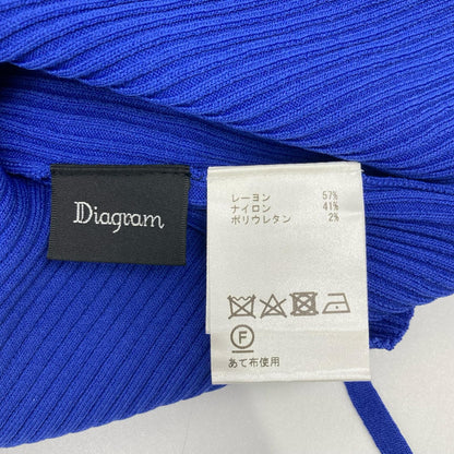 Diagram ダイアグラム 0323343153 ブルー レーヨン混 ハイゲージラウンドリブニットトップ トップス