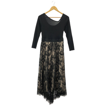 Diagram ダイアグラム 0320139016 ブラック×ベージュ フラワーレース ニット切り替えワンピース トップス