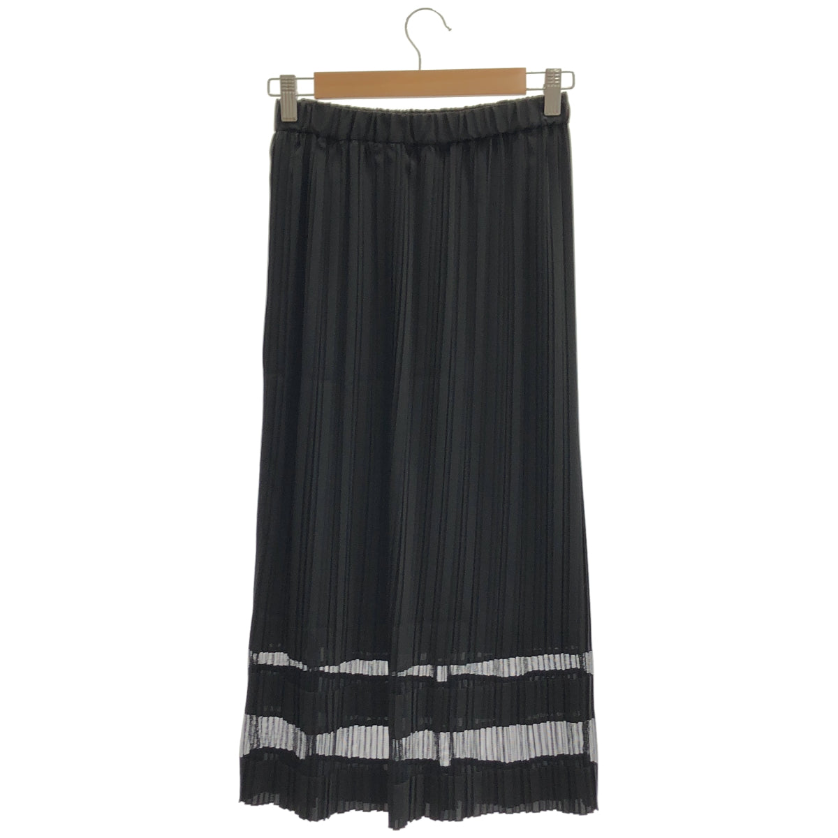 Diagram ダイアグラム 0323121215 ブラック ポリエステル メッシュコンビ プリーツフレアロングスカート ボトムス