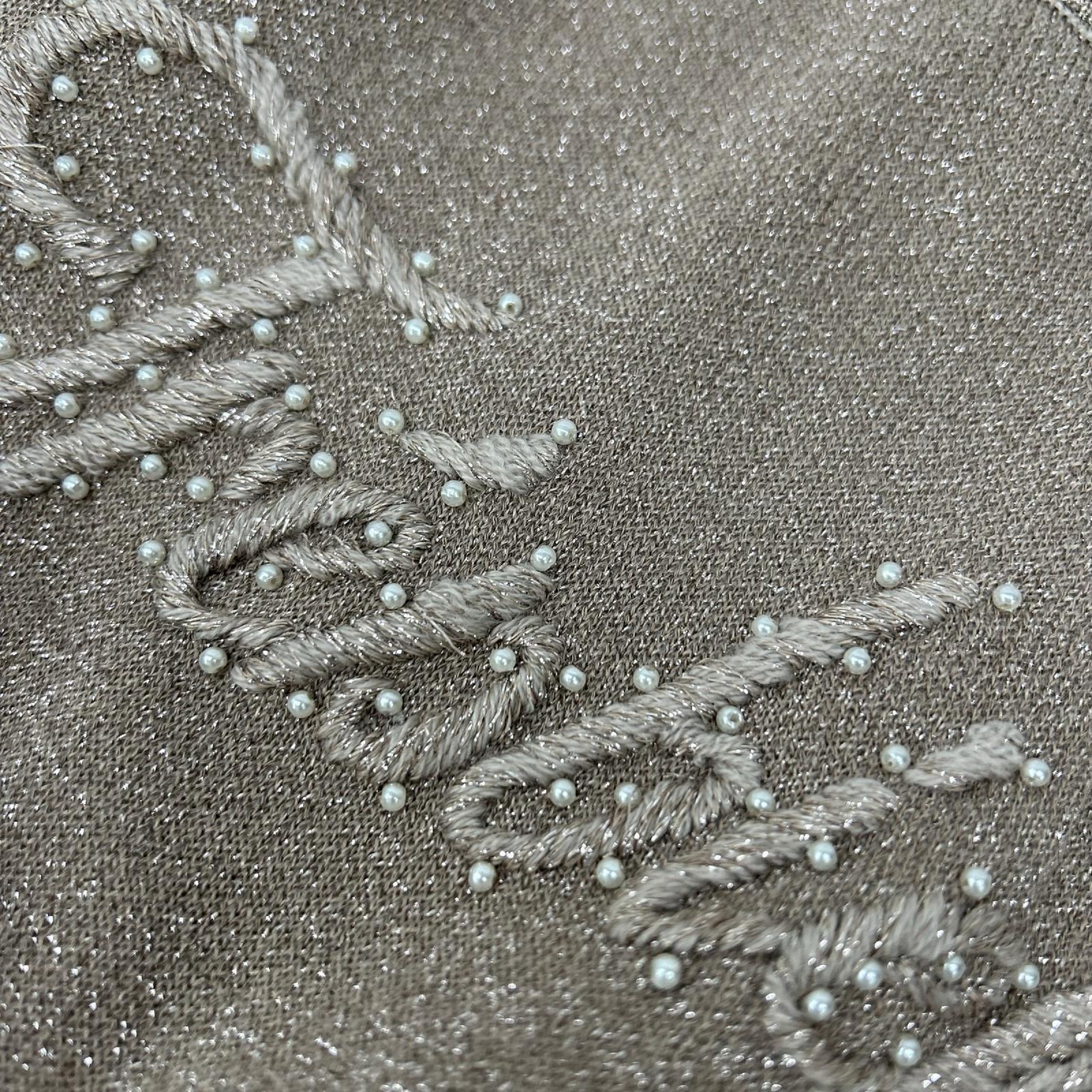 GRACE CONTINENTAL グレースコンチネンタル 0121443208 ベージュ アクリルウール 刺繍デザイン ラメニットトップ トップス