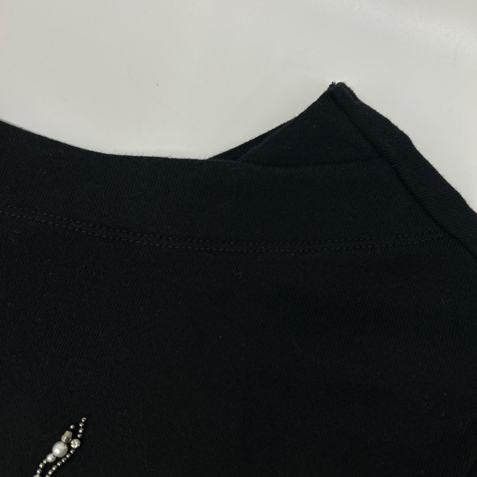 GRACE CONTINENTAL グレースコンチネンタル 0120442019 ブラック コットン カットボール×ビジュー ドルマンロゴカットトップ トップス
