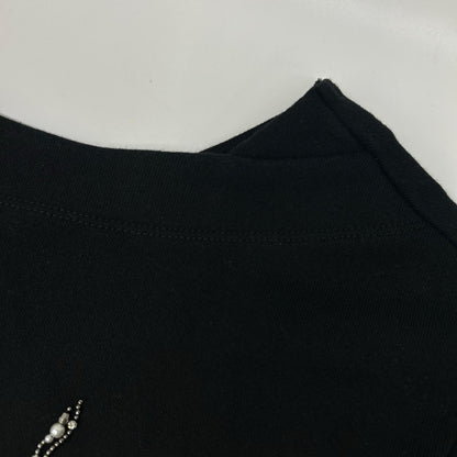 GRACE CONTINENTAL グレースコンチネンタル 0120442019 ブラック コットン カットボール×ビジュー ドルマンロゴカットトップ トップス
