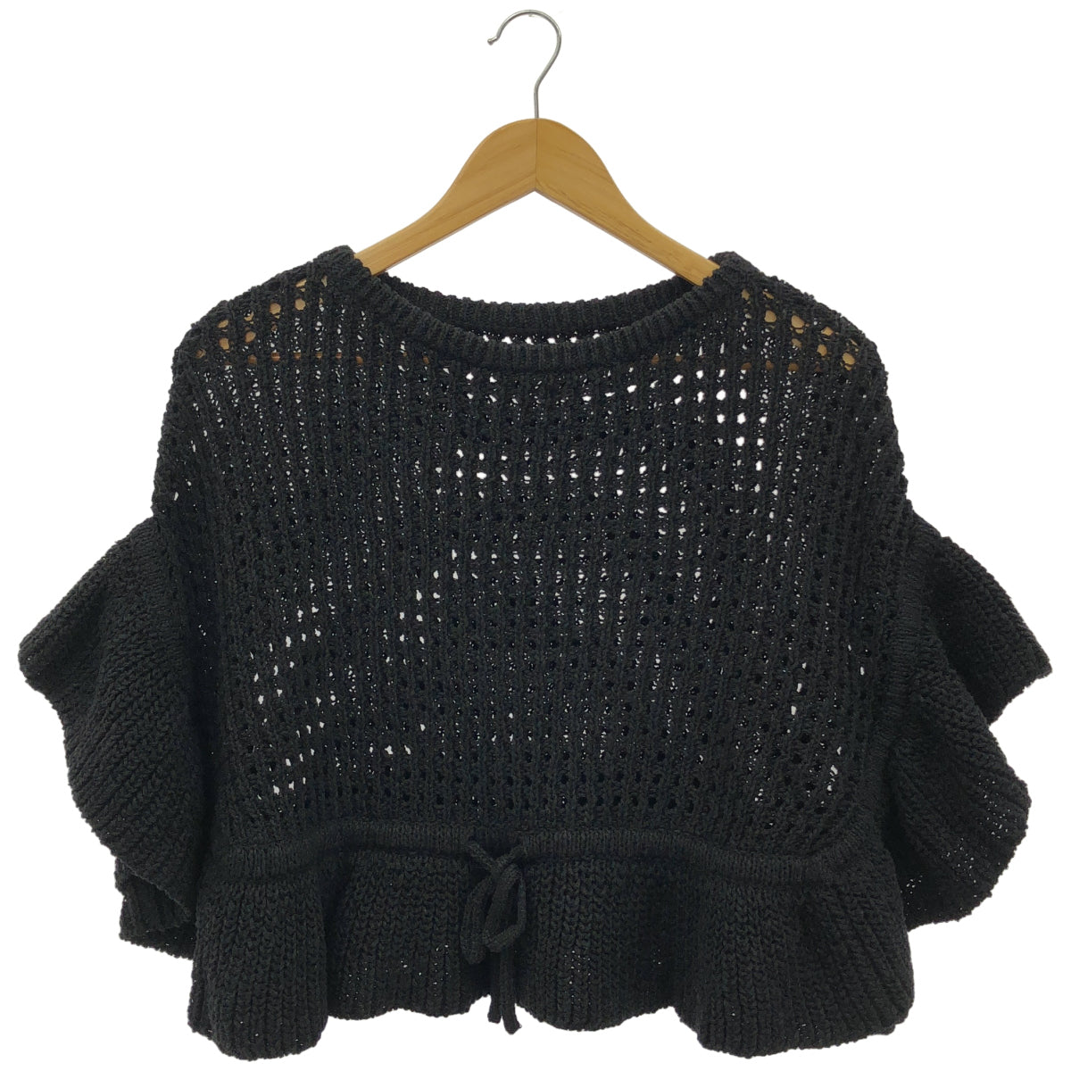 GRACE CONTINENTAL グレースコンチネンタル 0121243025 ブラック リネン×コットン メッシュフリルニットトップ トップス