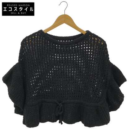 GRACE CONTINENTAL グレースコンチネンタル 0121243025 ブラック リネン×コットン メッシュフリルニットトップ トップス