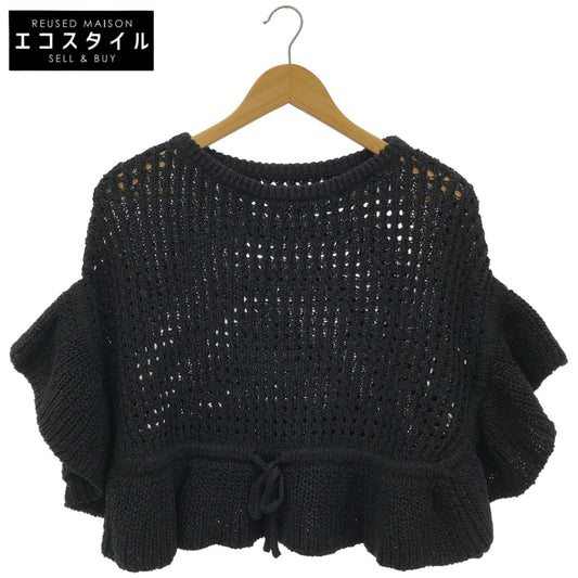 GRACE CONTINENTAL グレースコンチネンタル 0121243025 ブラック リネン×コットン メッシュフリルニットトップ トップス