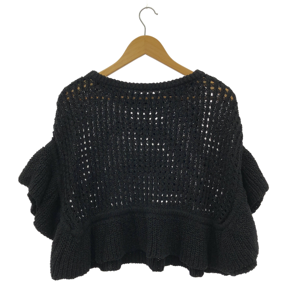 GRACE CONTINENTAL グレースコンチネンタル 0121243025 ブラック リネン×コットン メッシュフリルニットトップ トップス