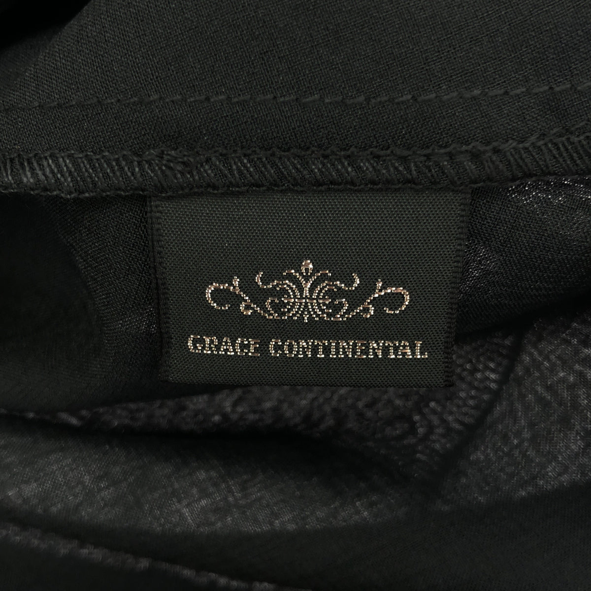 GRACE CONTINENTAL グレースコンチネンタル 19221154 ブラック コットン×シルク レース切替ロングスカート ボトムス