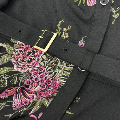 GRACE CONTINENTAL グレースコンチネンタル 0123131402 ブラック ポリエステル フラワー刺繍 イレギュラーヘムワンピース ワンピース