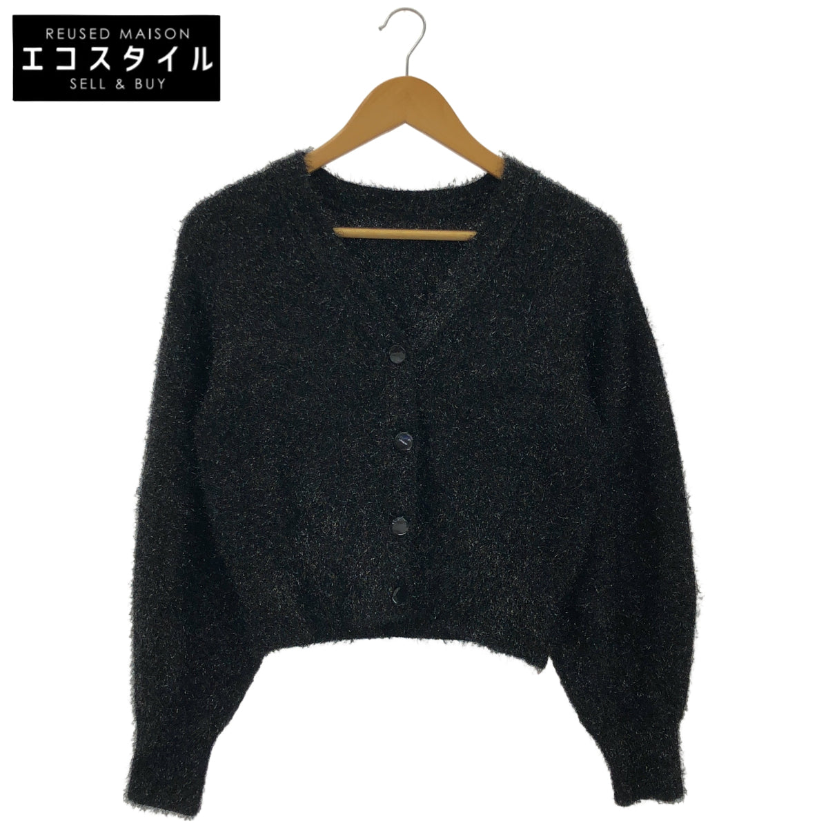 ANAYI アナイ 10232816670 ブラック レーヨン×ナイロン ラメシャギークロップドカーディガン トップス