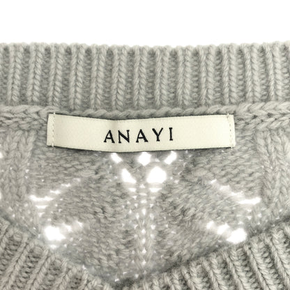 ANAYI アナイ 10212816530 ブルーグレー カシミヤ混 レースケーブルニットプルオーバー トップス