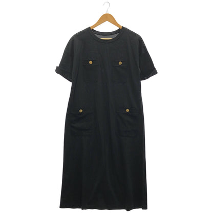 Grace Class グレースクラス 29232208 ブラック トリアセテート混 金釦 ポケット付ジャージワンピース トップス