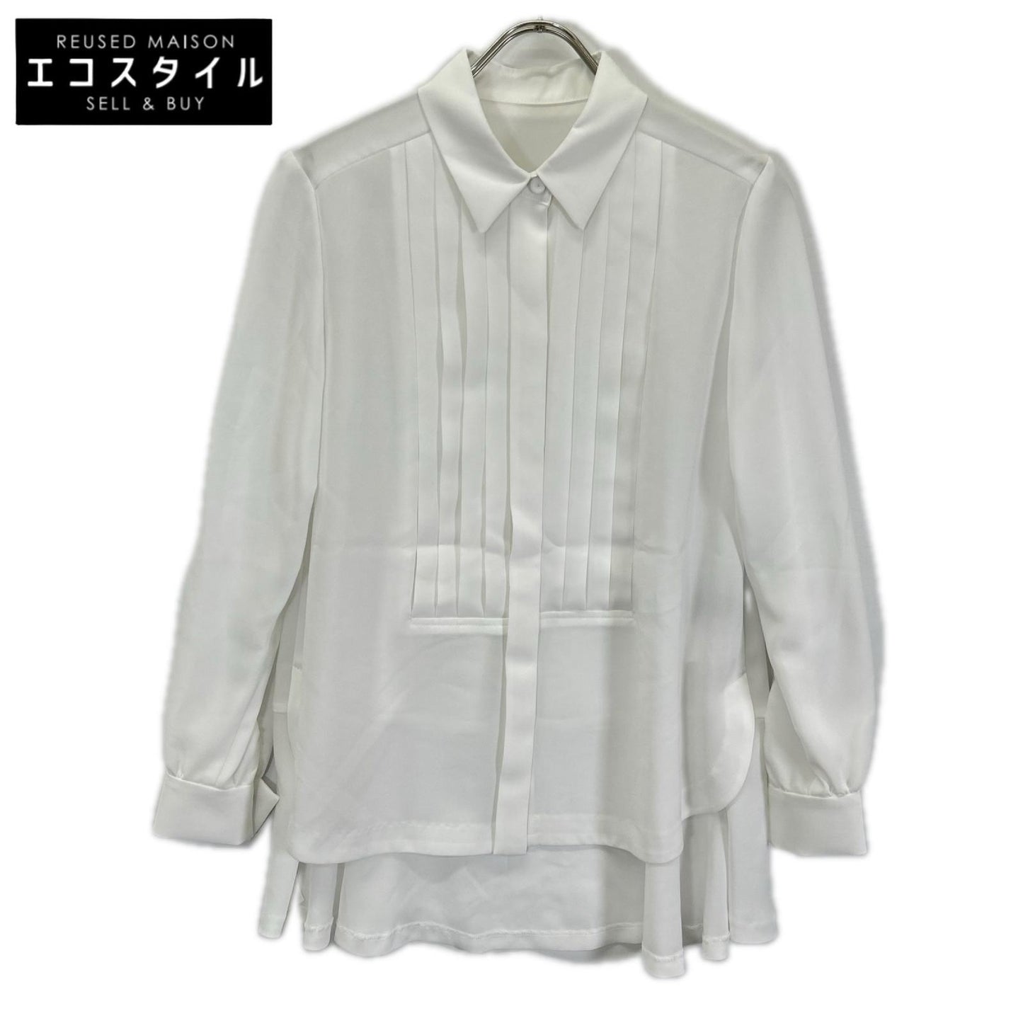 Grace Class グレースクラス 0223245174 ホワイト トリアセテート混 バックヘムフレア ロングテールドレスシャツ トップス