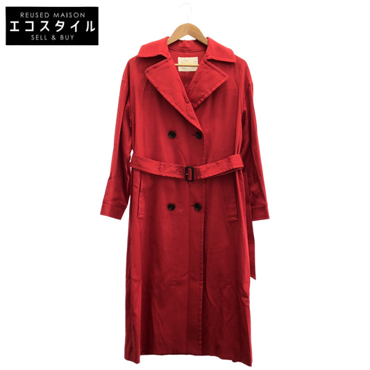 Grace Class グレースクラス 28162090 レッド マンテコ社ダブルクロスコットン ベルテッド ダブルブレストトレンチコート トップス