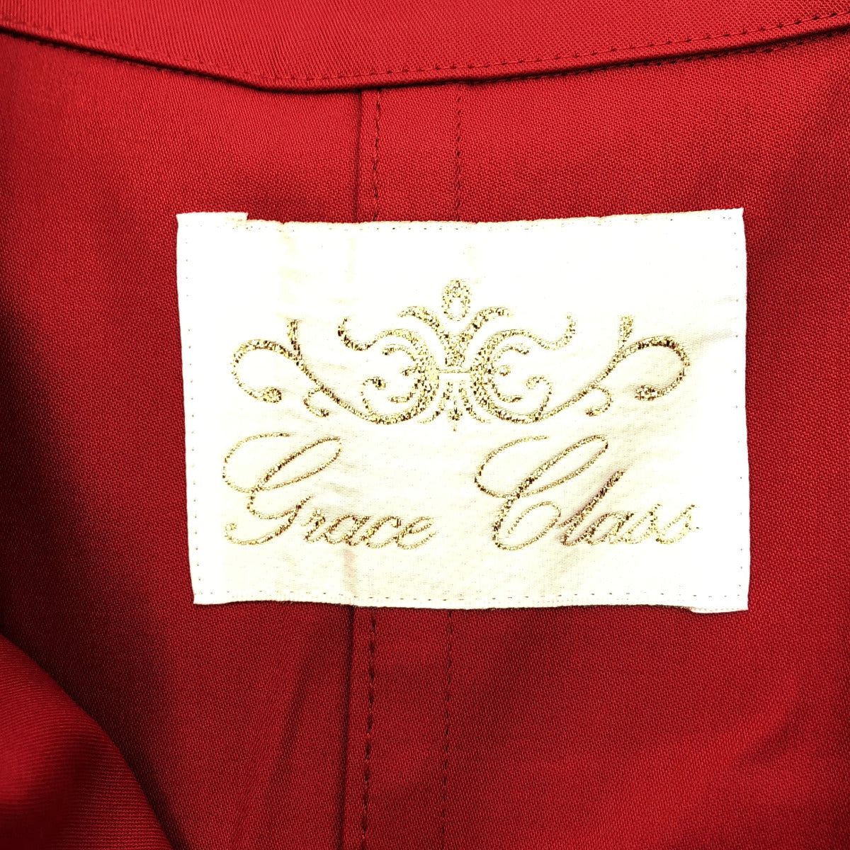 Grace Class グレースクラス 28162090 レッド マンテコ社ダブルクロスコットン ベルテッド ダブルブレストトレンチコート トップス