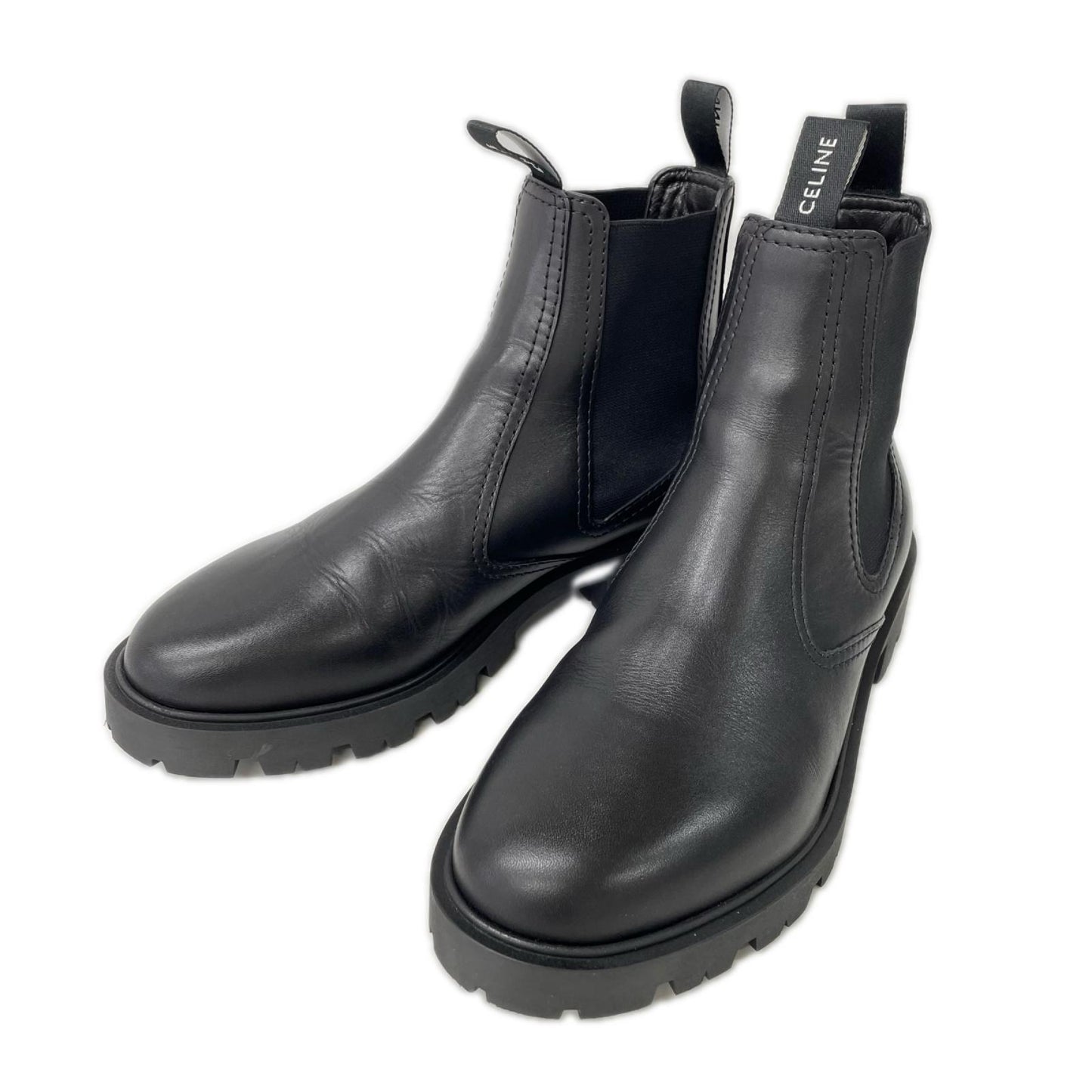 CELINE セリーヌ 【美品】25AW 344323579C.38NO CELINE マーガレット チェルシーブーツ / シャイニーブル シューズ
