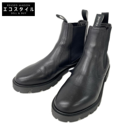 CELINE セリーヌ 【美品】25AW 344323579C.38NO CELINE マーガレット チェルシーブーツ / シャイニーブル シューズ